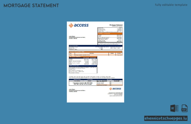 Guinea Access Bank – Beispiel eines Kontoauszugs zur Hypothekenzahlung (Vorschau)